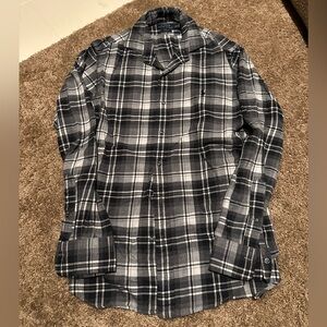 Polo Ralph Lauren Black and Gray Plaid Shirt Size M Slim Fit